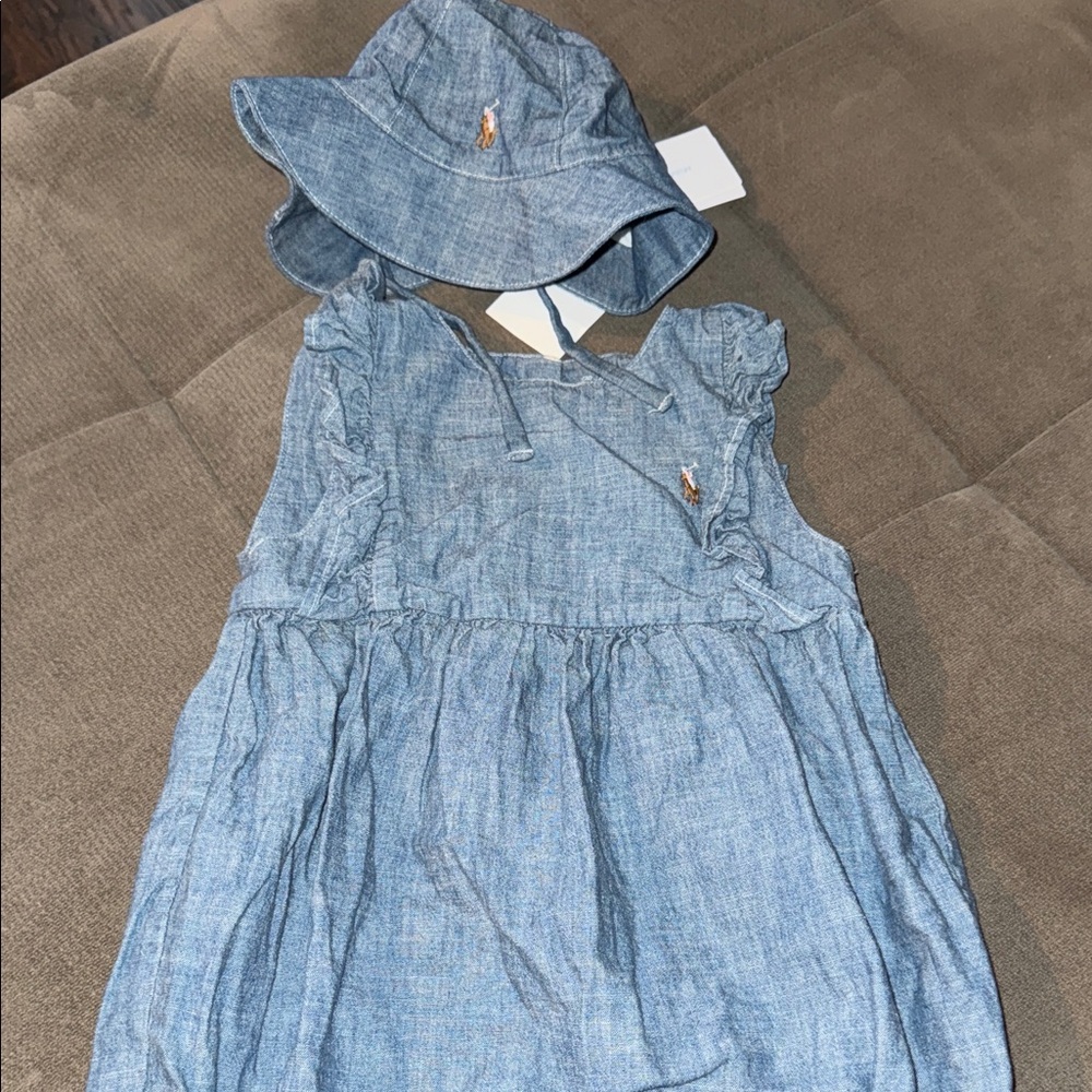Ralph Lauren Light Blue Dress and Hat Set